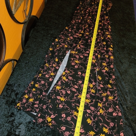 Black Floral Women's Cotton Halter Neck Pleated Sleeveless Long Maxi Dress S - Picture 14 of 15